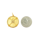 Load image into Gallery viewer, 14K Solid Gold Circle Lock and Key Pendant with Diamonds. GDP46
