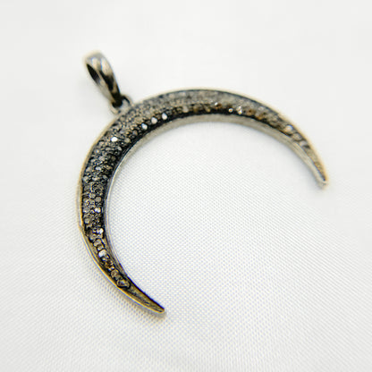 DP105. Diamond Sterling Silver Moon Shape Pendant
