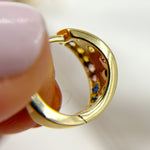 Load image into Gallery viewer, 14K Solid Gold Diamond &amp; Multi Sapphire Hoop Earrings. HP402545
