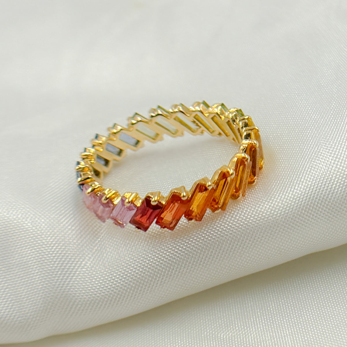 14k Solid Gold Multi Sapphire Ring.