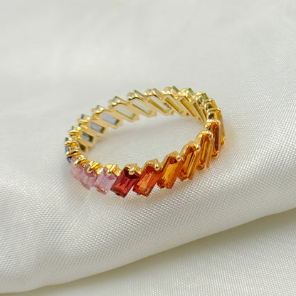14k Solid Gold Multi Sapphire Ring.