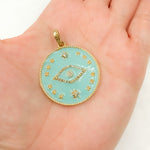 Load image into Gallery viewer, DP709A. Diamond Sterling Silver Round Eye and Star Enamel Pendant
