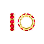14K Solid Gold Natural Gemstone Round Ring Slider