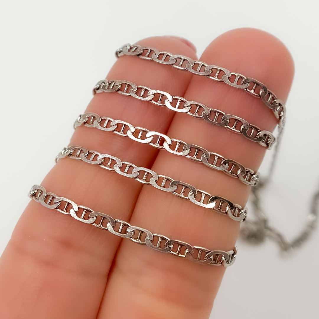 Y21OX. Oxidized Sterling Silver Marina Link Chain