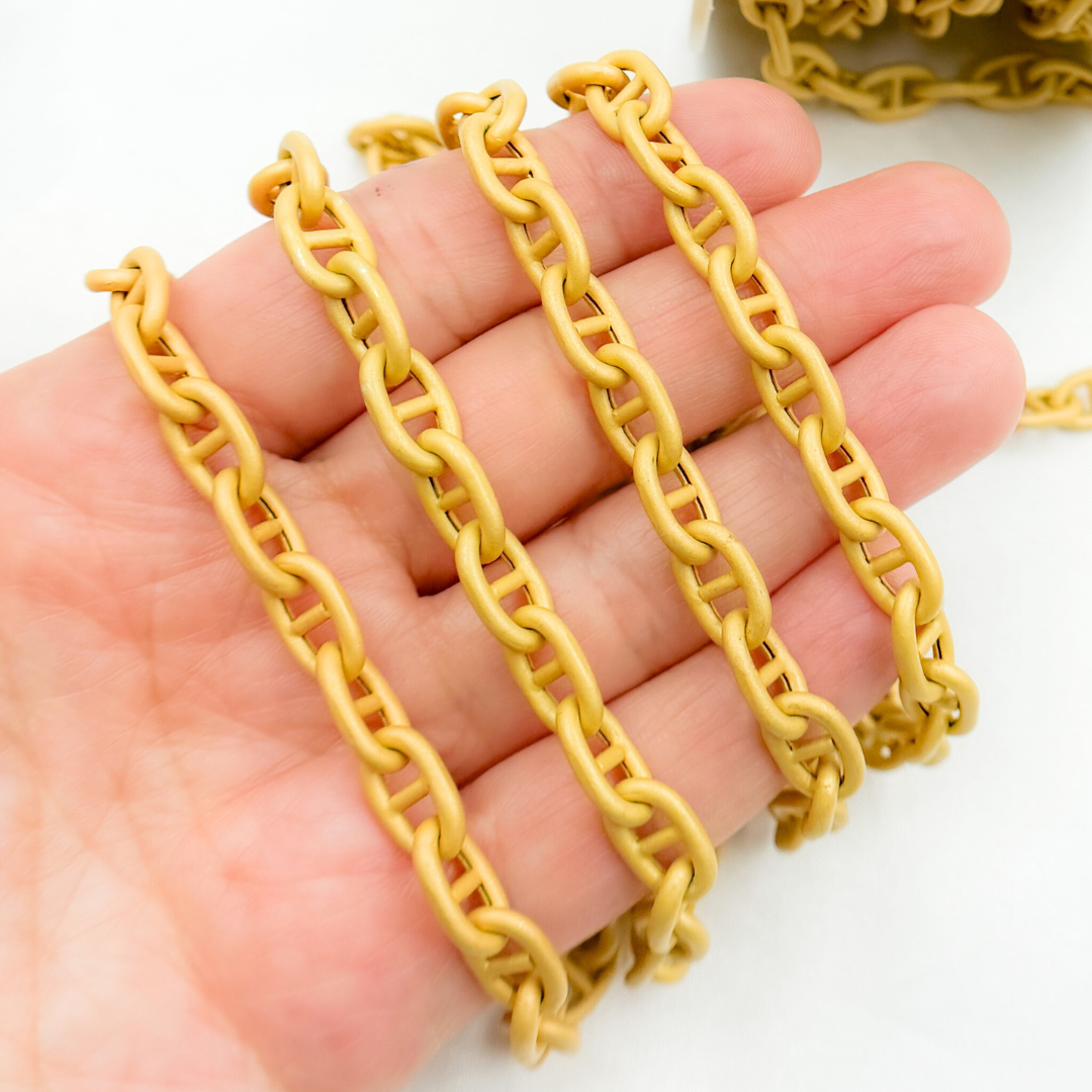 V81GPM. Gold Plated Matt 925 Sterling Silver Gold Plated Marina Chain