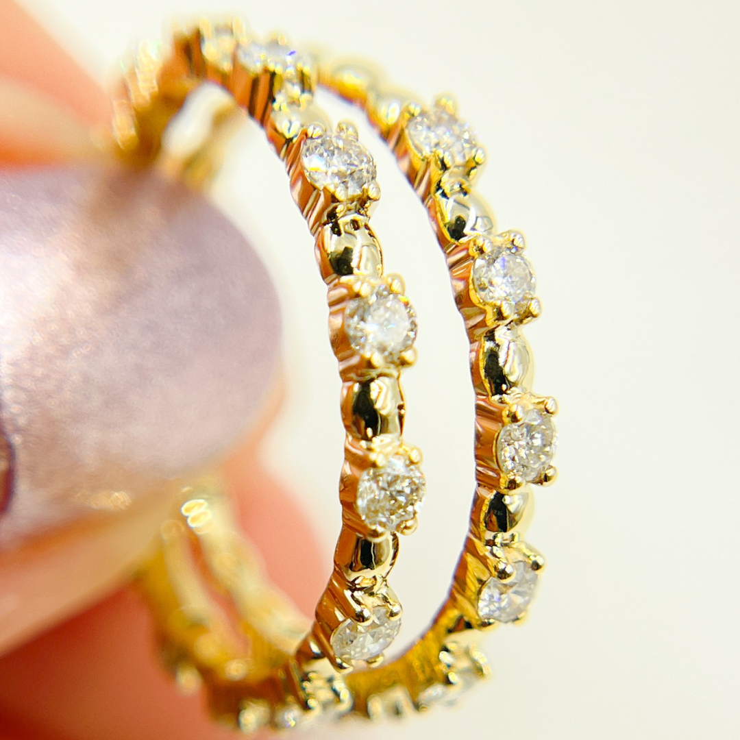 Buy 14K Solid Yellow Gold Double Diamond Ring