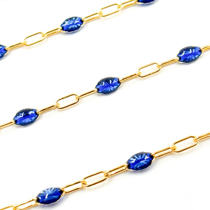 Gold Filled Blue Color Enamel Satellite Cable Chains