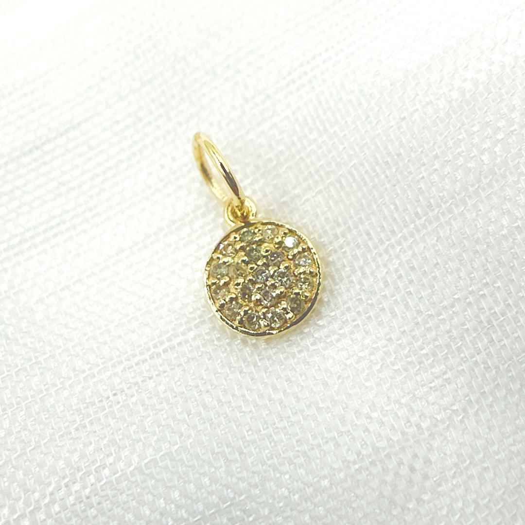 14K Solid Gold Diamond Circle Charm. GDP441