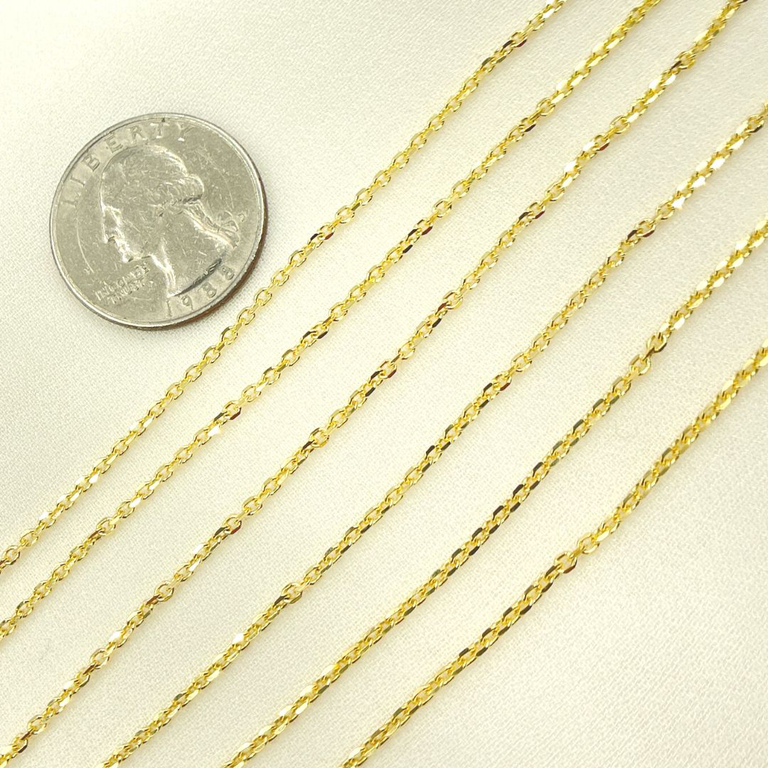 050R01T5byFt. 14K Solid Gold Diamond Cut Cable Link Unfinished Chain