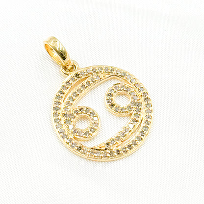 DC329. Diamond Sterling Silver Round Cancer Zodiac Pendant