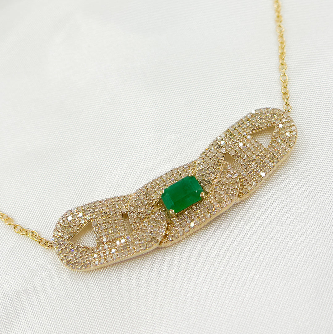 14K Solid Gold Diamond and Gemstone Necklace. NFM71184