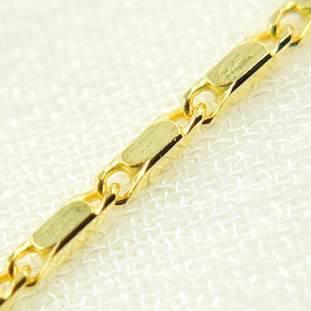 14k Solid Yellow Gold Diamond Cut Bars Link Chain by Foot. 035LURBRT4C7byFt