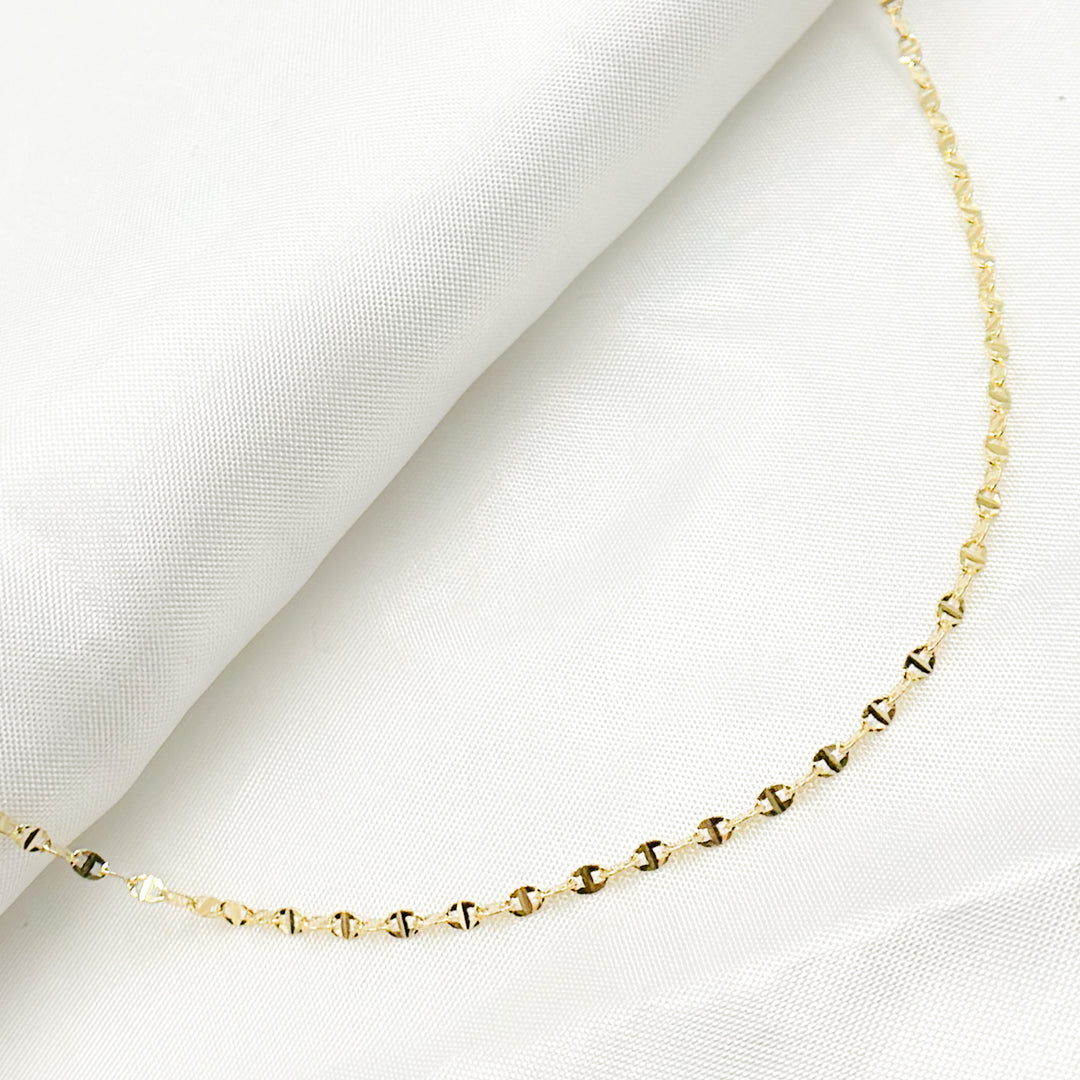 035FLP118L4L021. 14K Solid Gold Diamond Cut Marina Chain