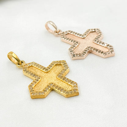 DP372. Diamond Sterling Silver Cross Pendant
