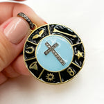 Load image into Gallery viewer, DP529A. Diamond Sterling Silver Round Cross Enamel Pendant
