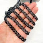 Load image into Gallery viewer, V78BR. Black Rhodium Matt Sterling Silver Flat Curb Chain
