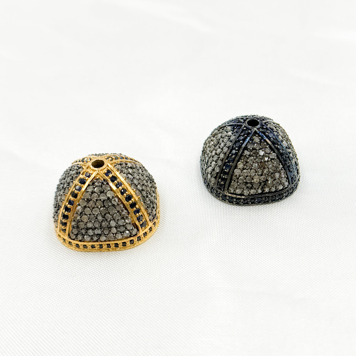 DC751. Diamond & Sterling Silver Bead Cap.