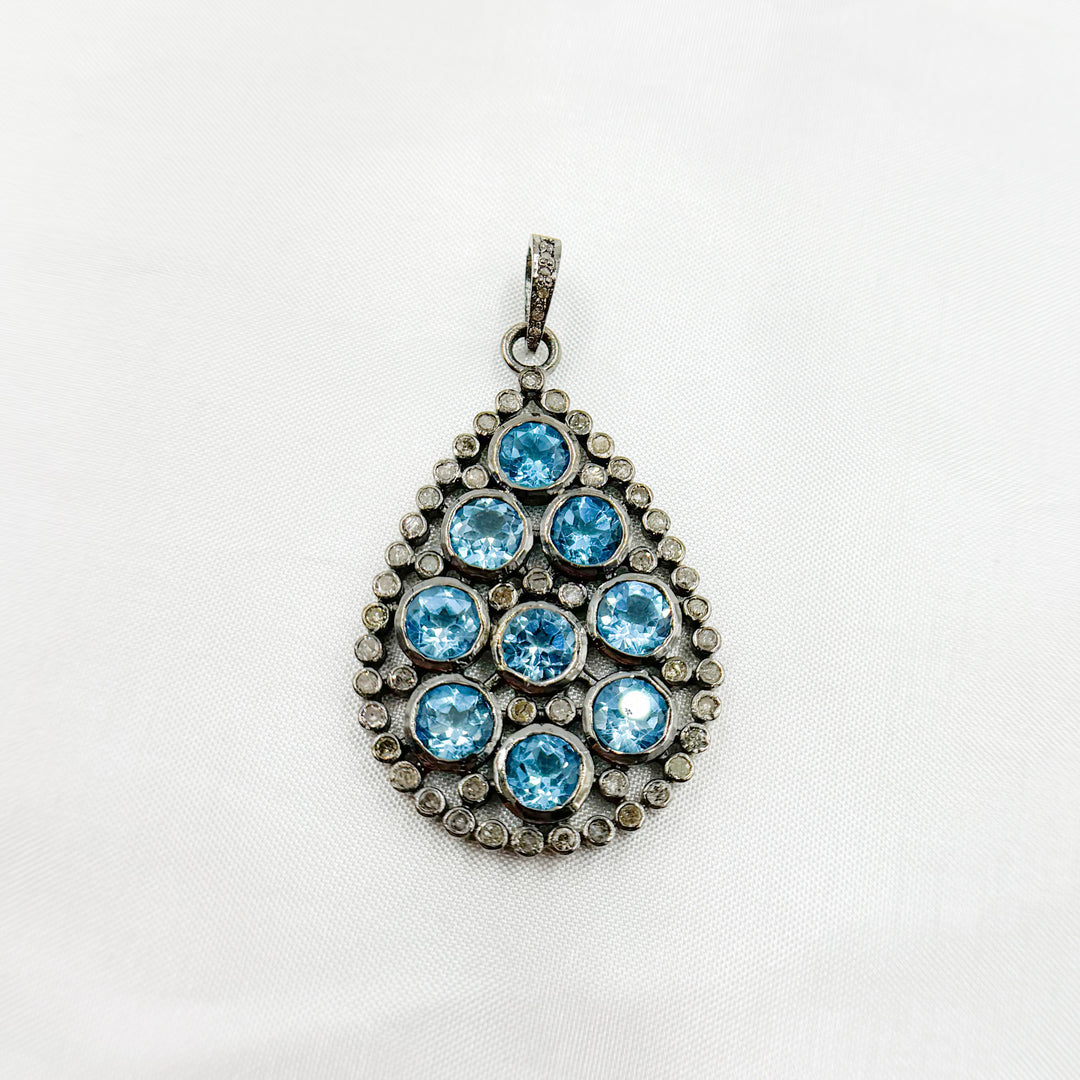 DSP05. Diamond Silver Gemstone Drop Pendant