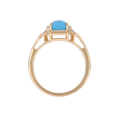 CR97135TQ8X6. 14k Solid Gold Diamond and Turquoise Ring