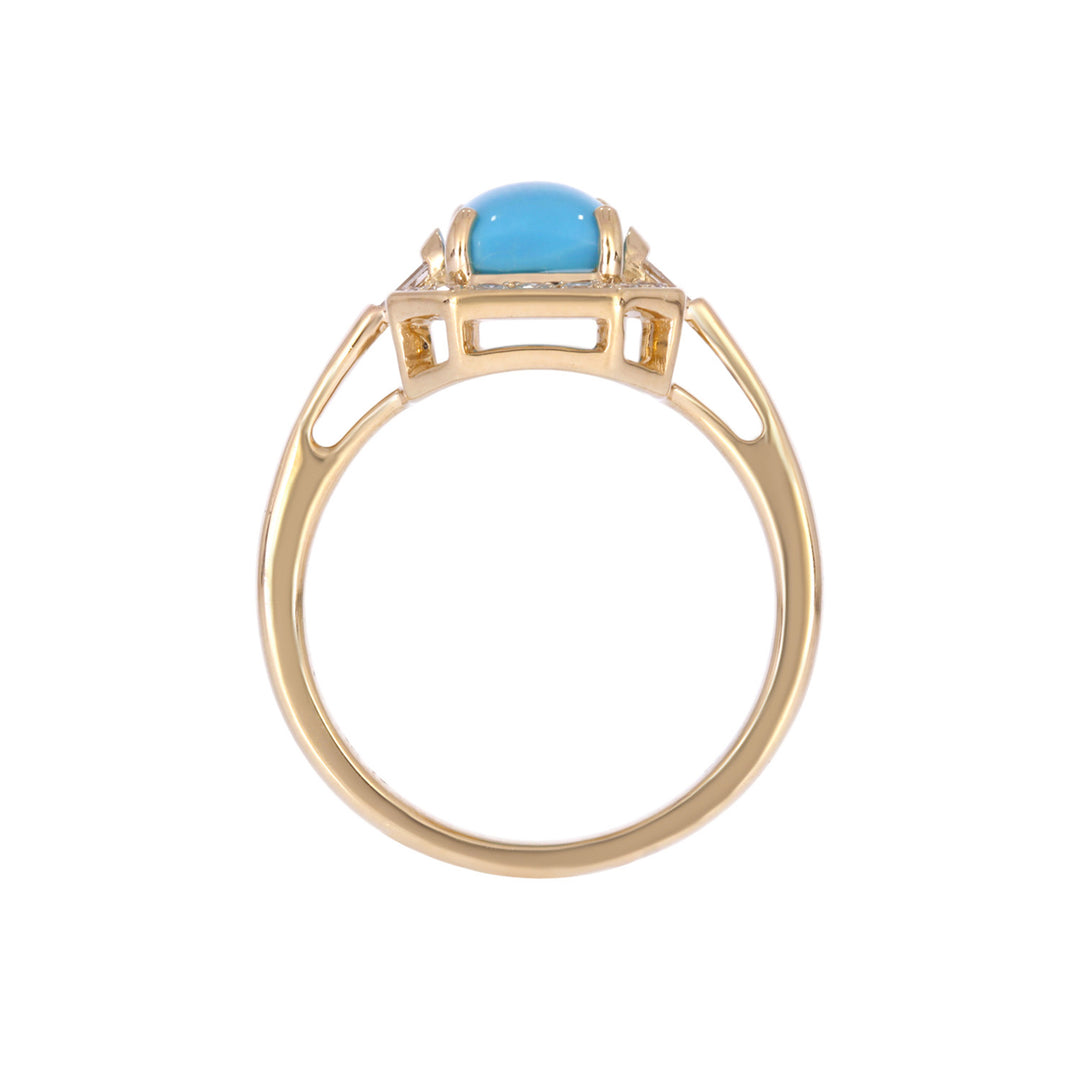 CR97135TQ8X6. 14k Solid Gold Diamond and Turquoise Ring