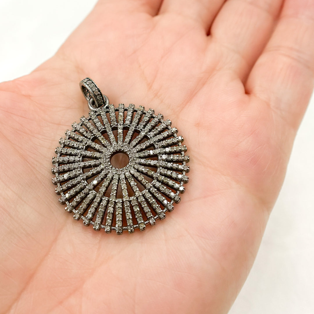 DP1014. Diamond Sterling Silver Fancy Sun Pendant