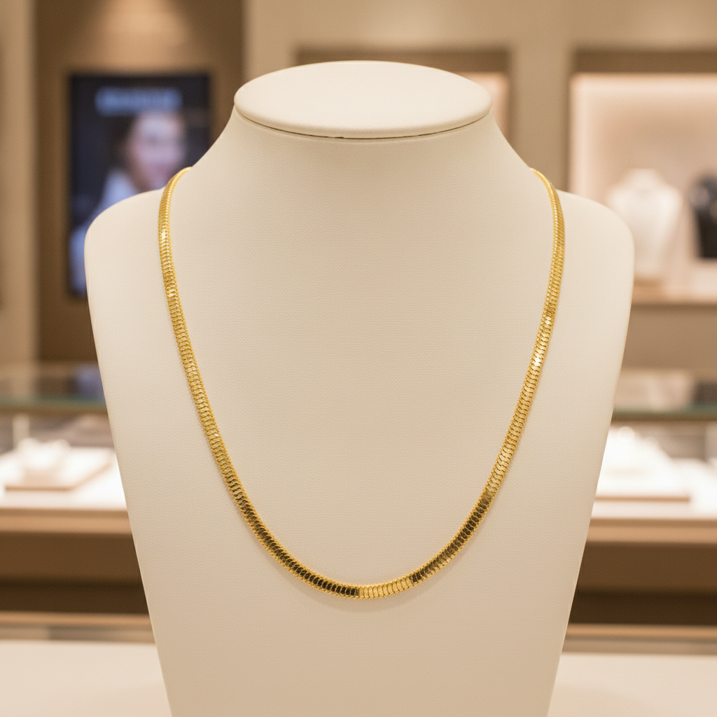 390J02RUMBA. 14K Solid Gold Flat Snake Necklace