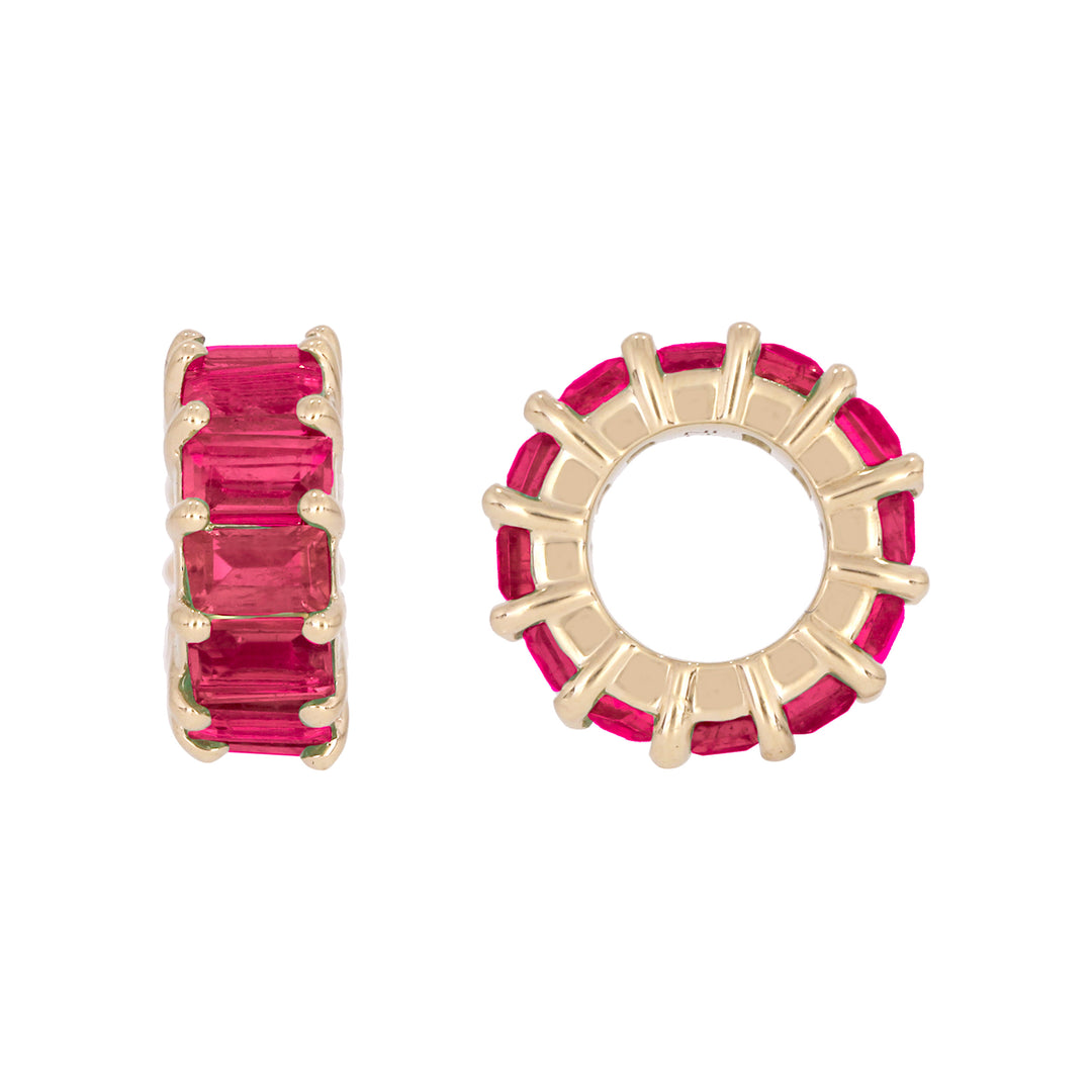 CMZ00139. 14K Solid Gold Baguette Shape Natural Gemstone Slider