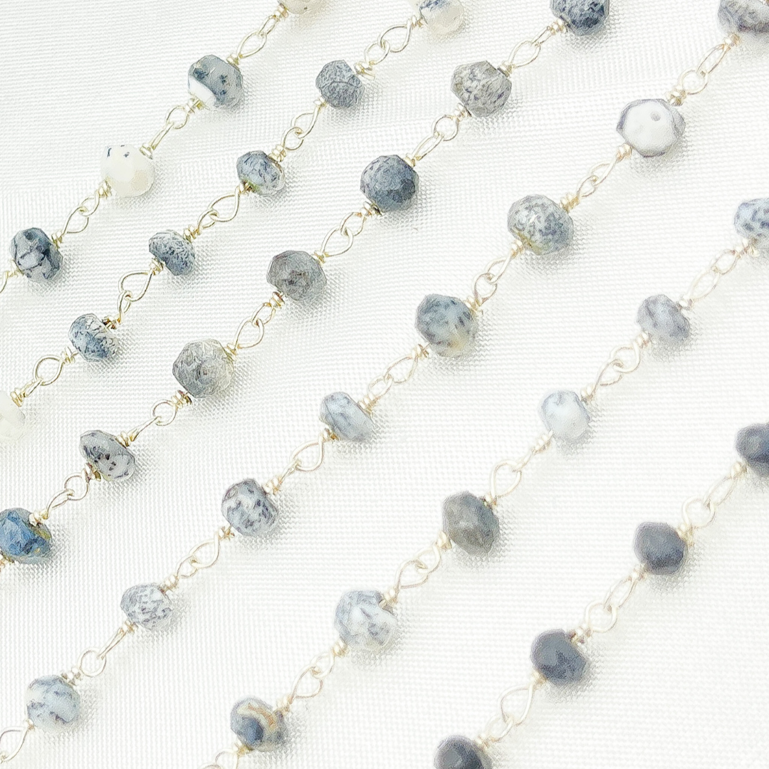 DEN14. Dendrite Opal 925 Sterling Silver Wire Chain