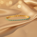 Load image into Gallery viewer, CB972771TQ5X3. 18K Sold Gold Diamond &amp; Turquoise Bracelet