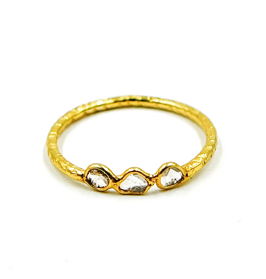 DR031. Diamond Sterling Silver Gold Plated Ring