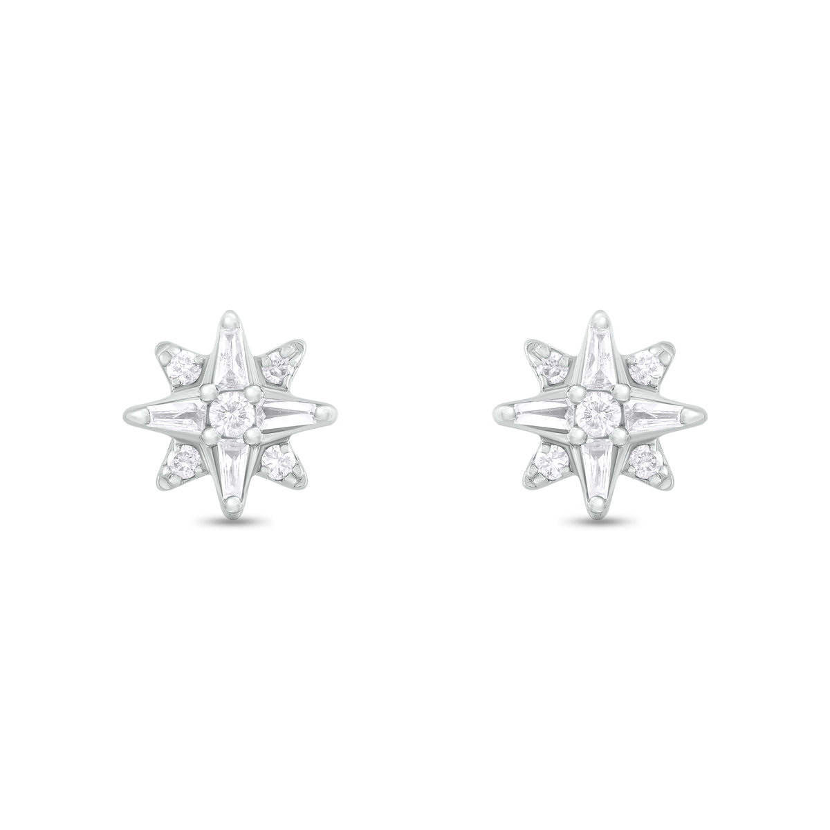EFC54266. 14K Solid Gold Diamond Star Studs