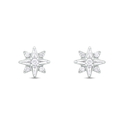 EFC54266. 14K Solid Gold Diamond Star Studs