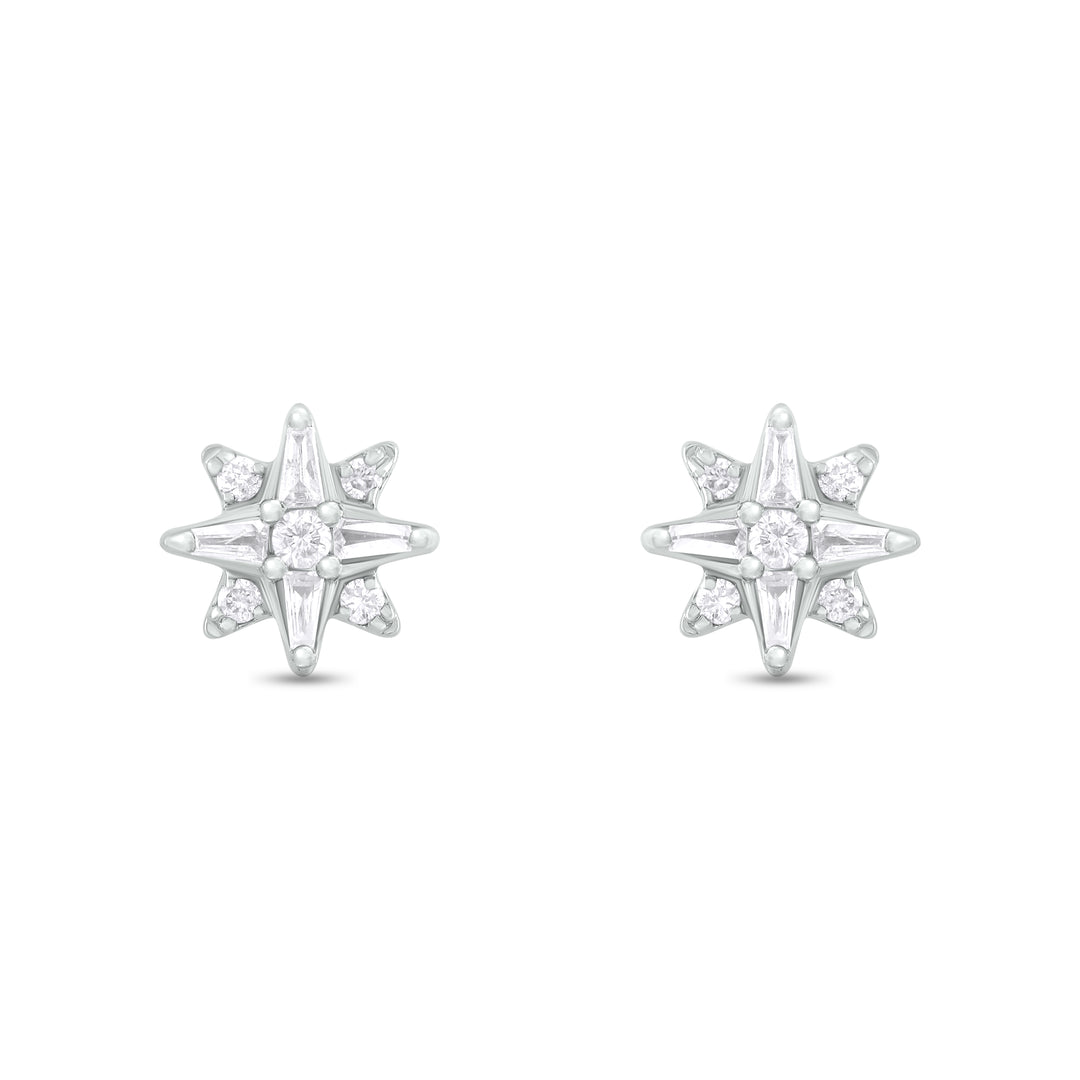 ER421144. 14K Solid Gold Diamond Star Studs