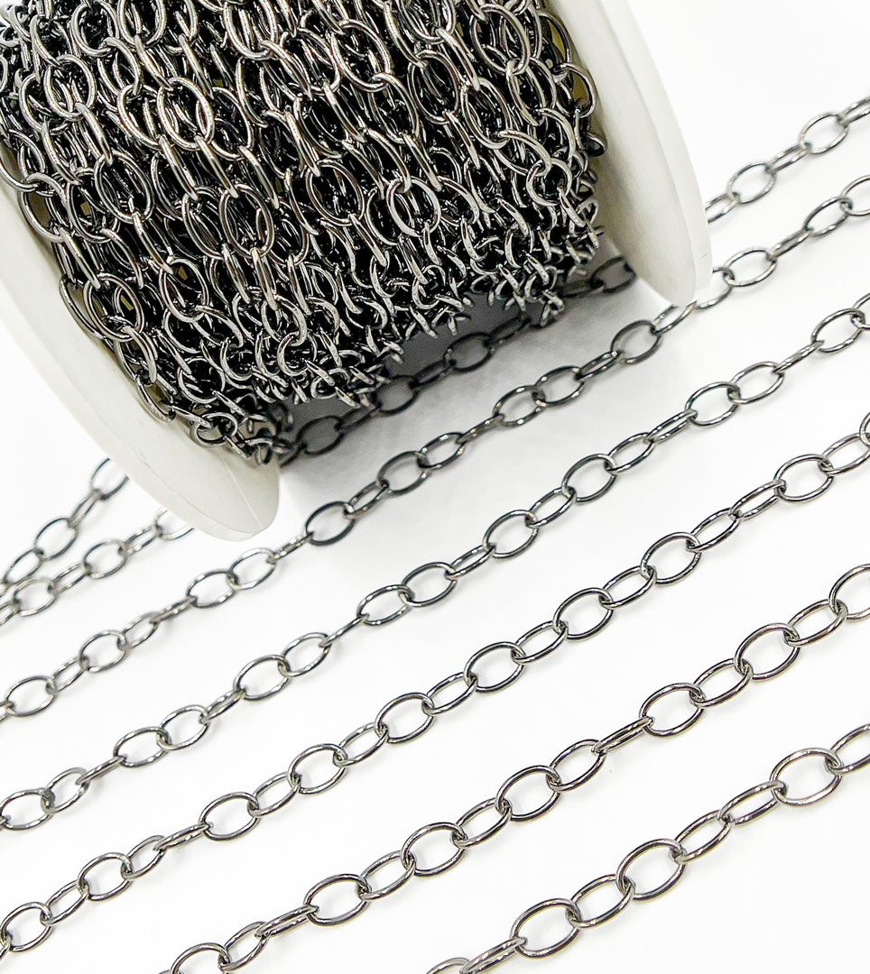 Black Rhodium 925 Sterling Silver Oval Link Chain. BR31