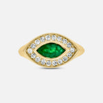 Load image into Gallery viewer, CR96516EM8X4. 14K Solid Gold Diamond and Emerald Oval Ring
