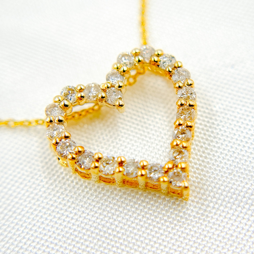 14K Solid Gold Diamond Heart Shape Necklace. TJ0006