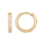 Load image into Gallery viewer, EHC57402. 14K Solid Yellow Gold Diamond Hoop Earrings