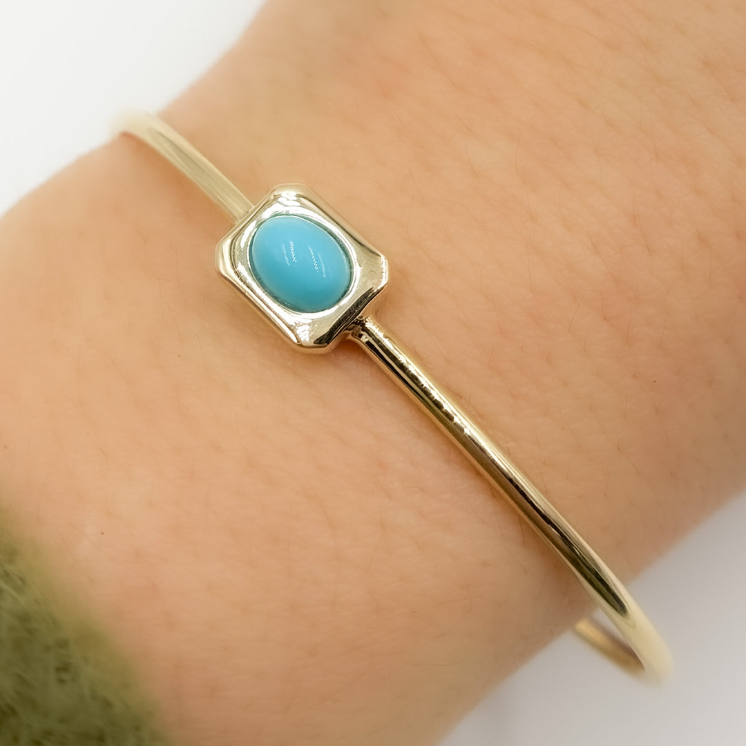 CB96731. 14K Solid Gold Gemstone Bangle