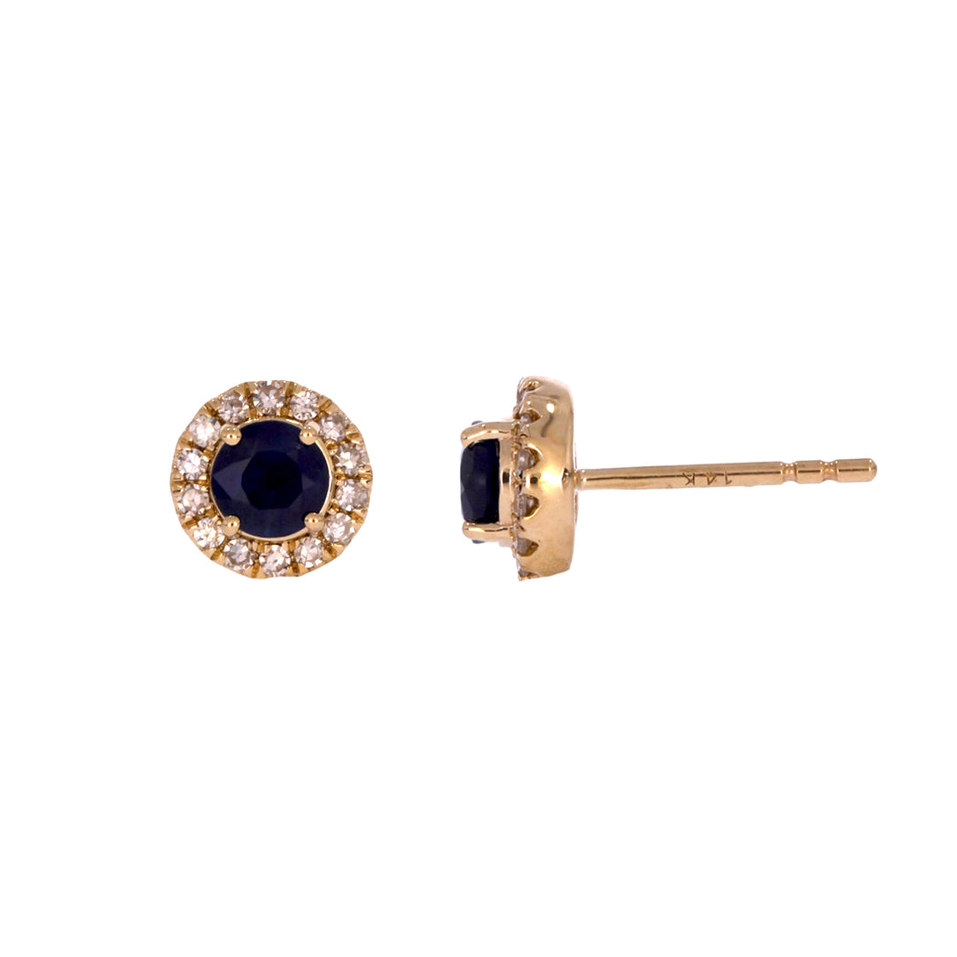 EFC54135. 14K Solid Yellow Gold Diamond and Gemstone Stud Earring