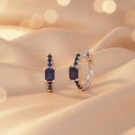 Load image into Gallery viewer, EHZ56727BS. 14K Solid White Gold Blue Sapphire Huggies