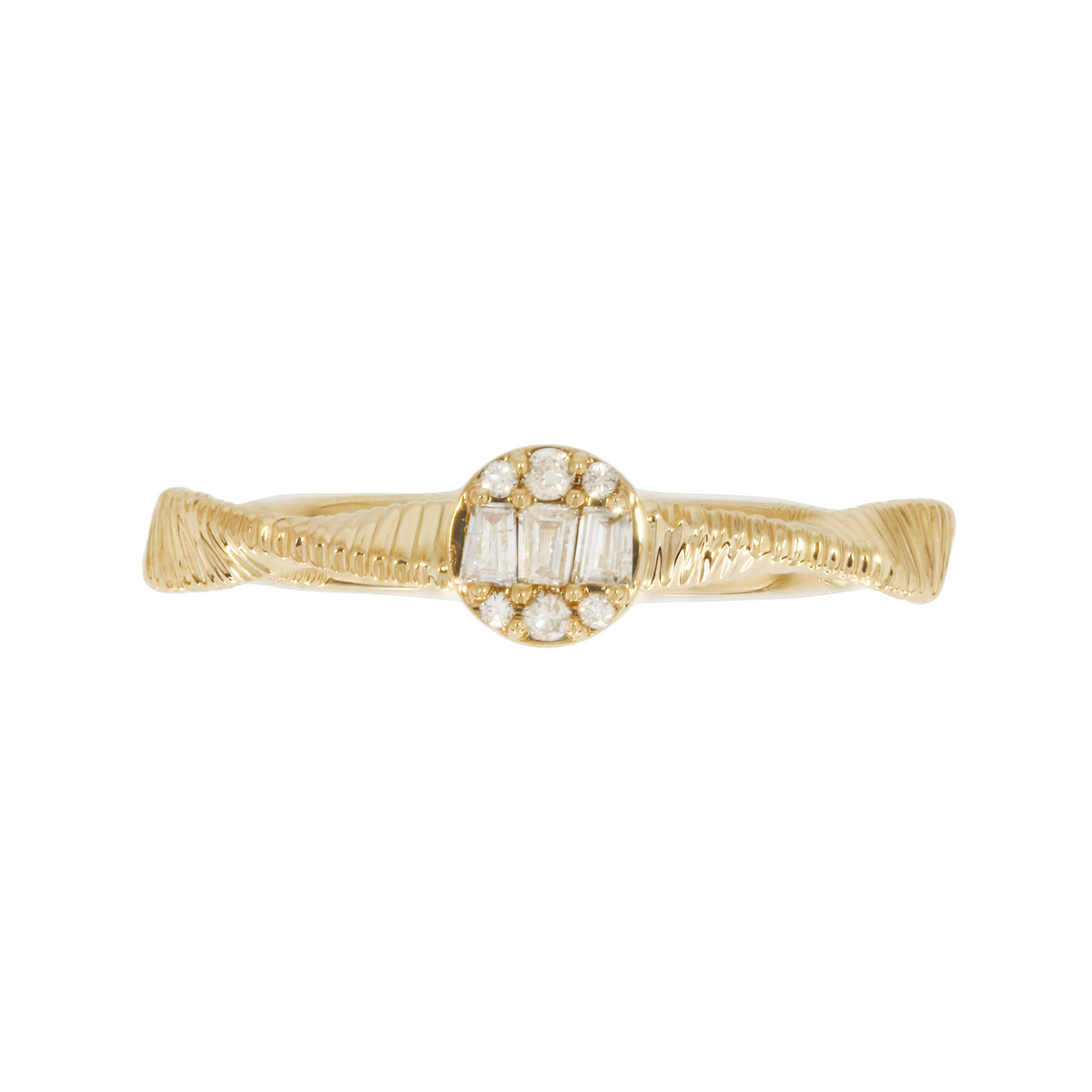 MRN00842. 14K Solid Gold Cut Diamond Wave Ring