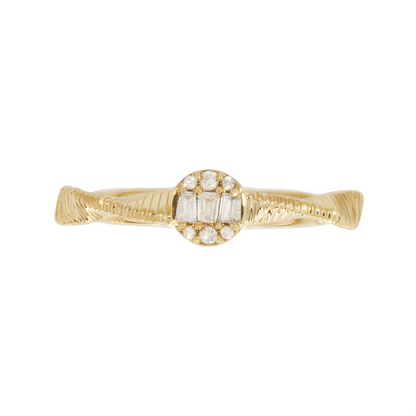 MRN00842. 14K Solid Gold Cut Diamond Wave Ring