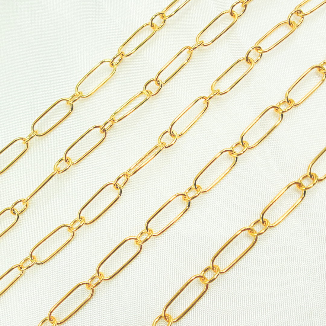 14K Yellow Gold Filled Smooth Oval Link & 3 Round Chain. 281GF