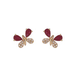 Load image into Gallery viewer, CE97265RU5X3. 14K Solid Gold Ruby Butterfly Studs