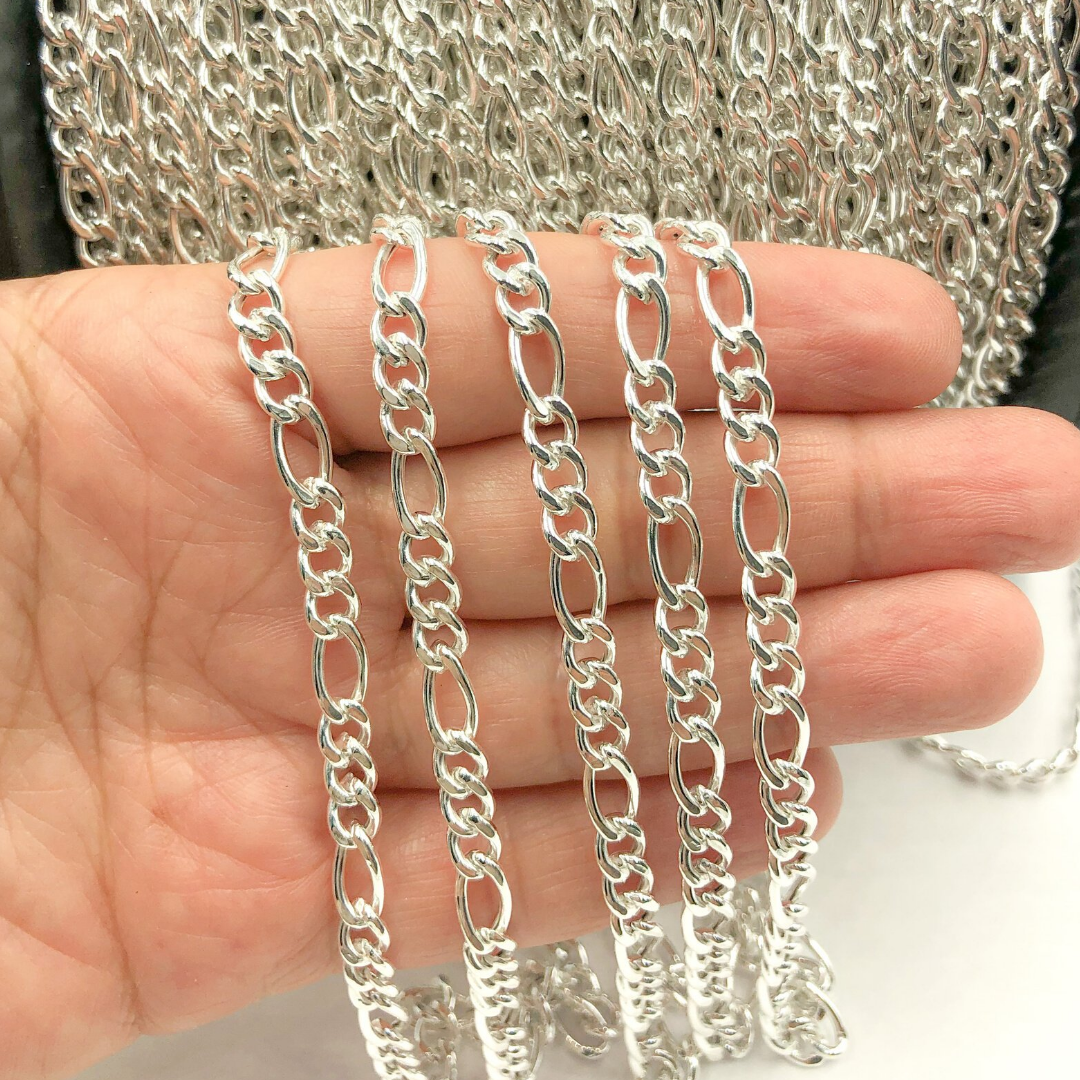 925 Sterling Silver Figaro 10x5mm & 7x5mm Chain. Y61SS