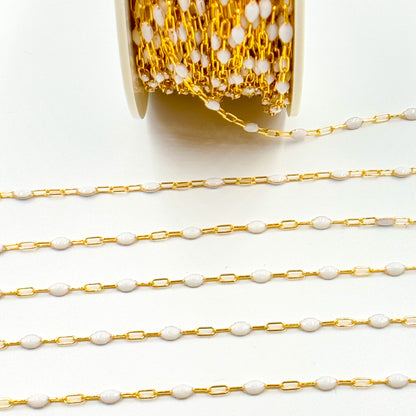 Shop 14k Gold Filled  White Color Enamel Cable Chains
