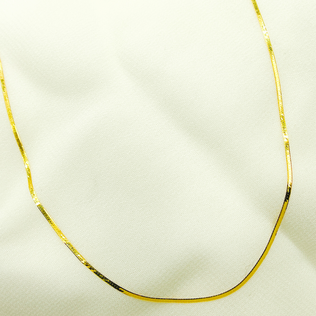 14K Solid Gold Diamond Cut Snake Necklace. 14K41