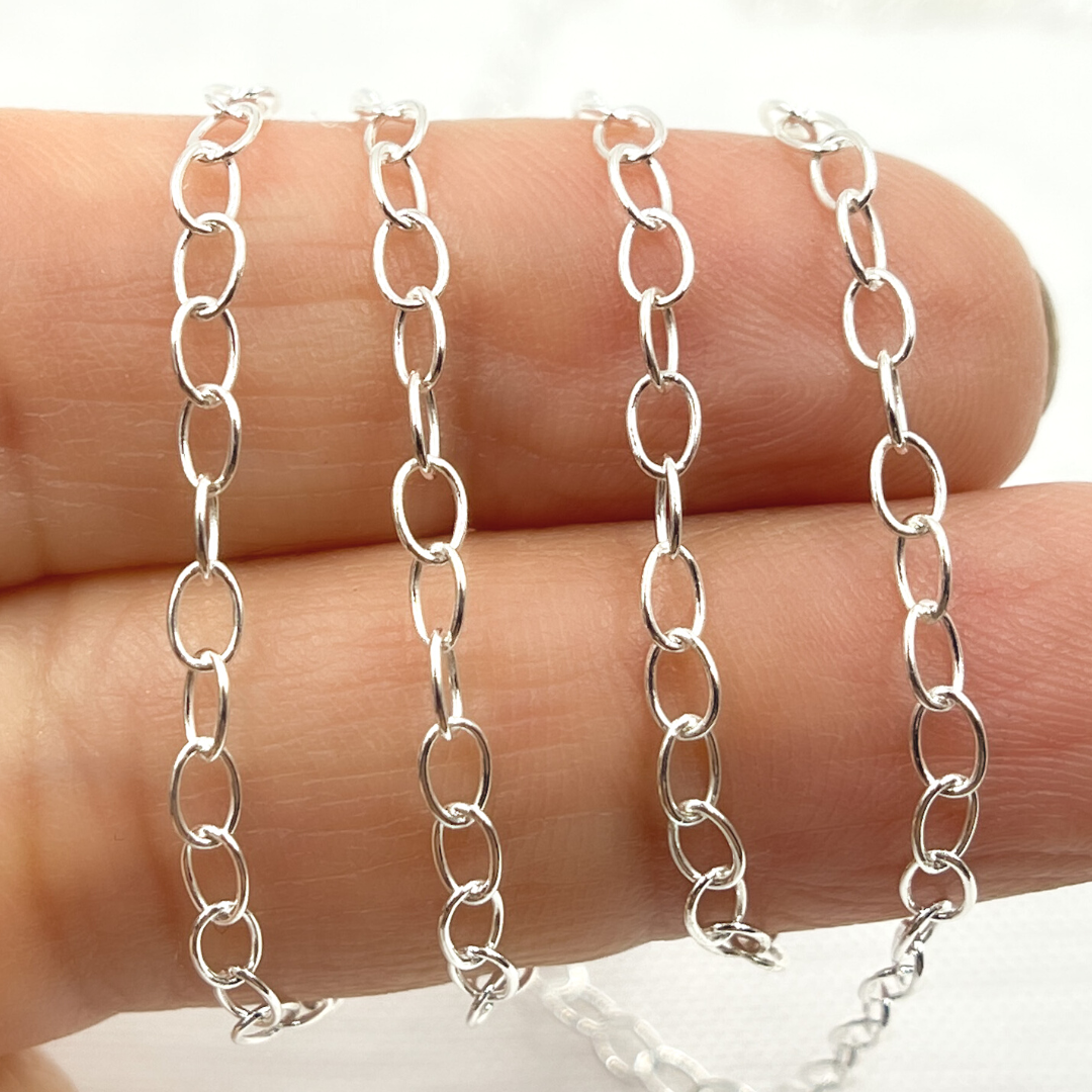925 Sterling Silver Smooth Oval Link Chain. V190SS
