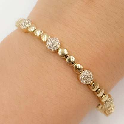 14K Solid Gold Diamond Stretch Bracelet