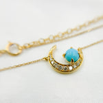 Load image into Gallery viewer, 14K Solid Gold Diamond and Gemstone Moon Necklace. CN96250TQ
